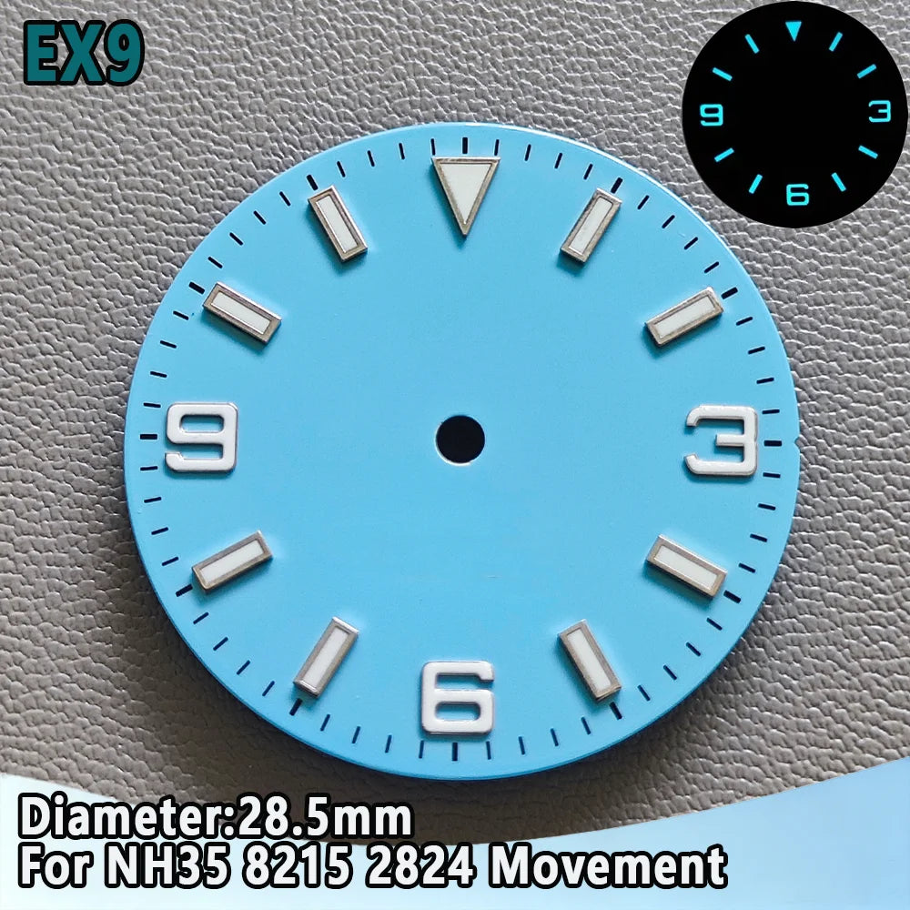 28.5mm NH35 Watch Dial Luminous Dials Single Calendar Dial Suitable For NH35 Movement Can Support DIY Dial Customization Logo