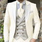 Pink Men's Elegant Peak Lapel Tuxedo 3-Piece Suit with Blazer Vest And Pants Set for Formal Business Prom Grooming