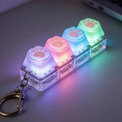 Cat Claw/Gyro Button Decompression Toy Mechanical Keyboard Shaft Tester Luminous Keyboard Keychain for Pressure Release
