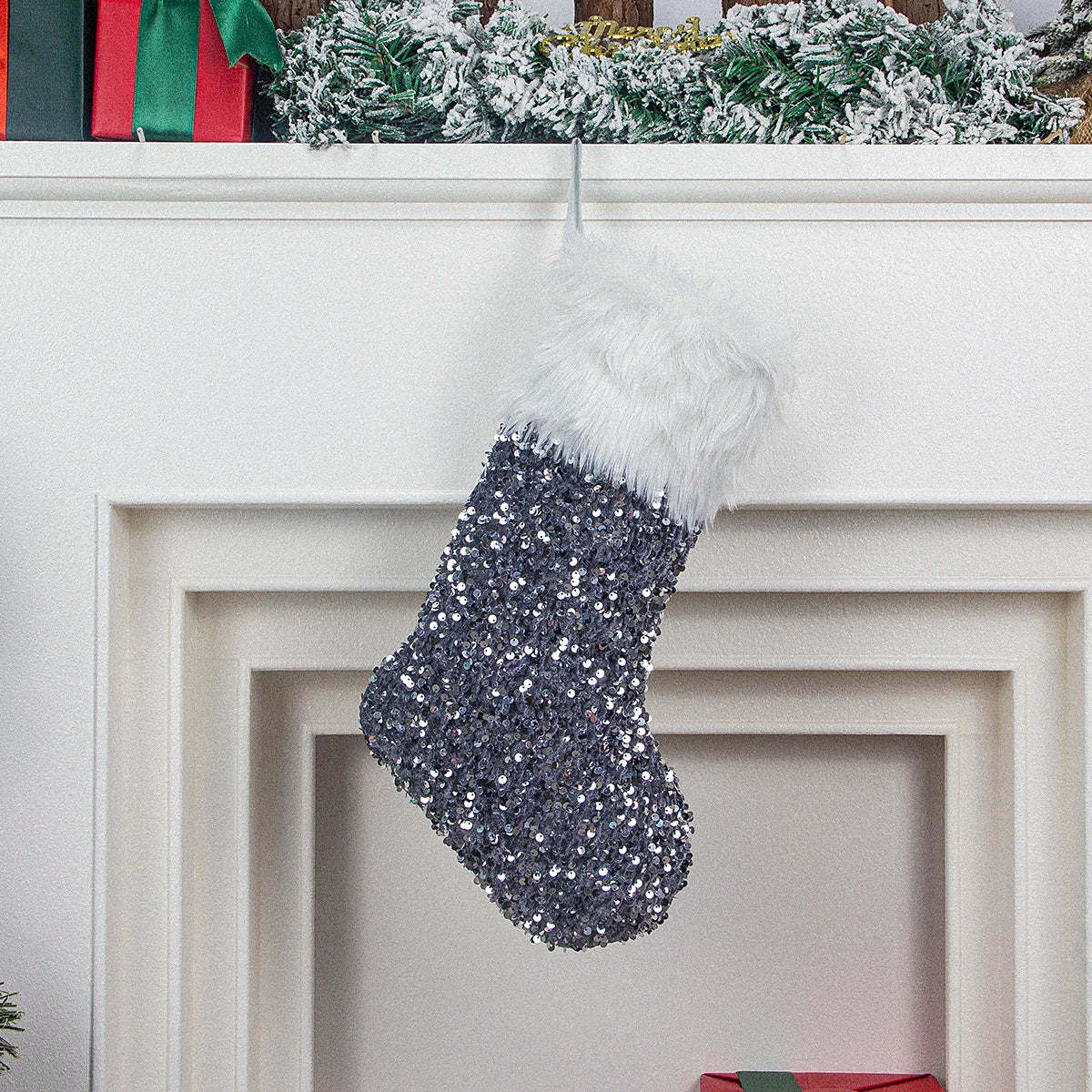 Christmas stocking festival decorations sequins 26-letter Christmas tree ornaments gift bag socks hotel party supplies