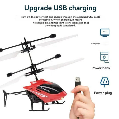 Rechargeable Mini Remote Control Helicopter Wireless Remote Control Infrared Induction Aircraft Children's Toy Aircraft Model