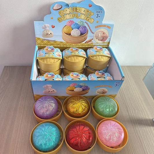 Glitter dumpling squishies Glitter Dumpling Squishy with Box Dumplings Sensory Dumpling Pressure Toy for Stress Relief