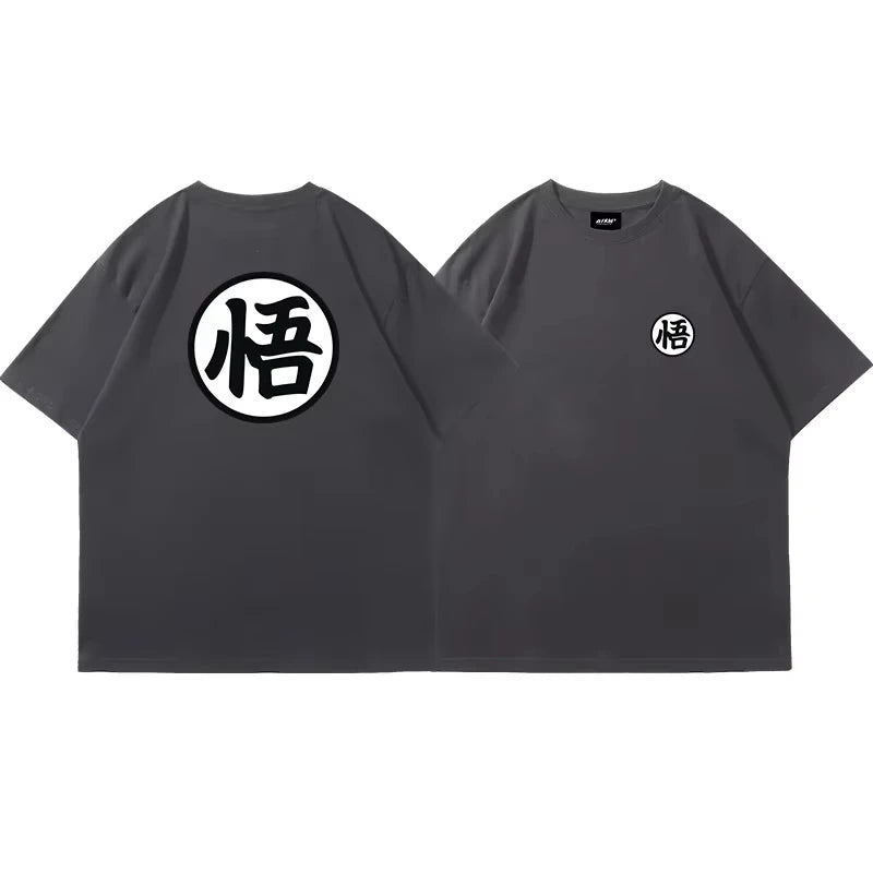 2026 Summer Dragon Ball Goku Wu Character Orange Short-sleeved T-shirt Men's Pure Cotton College Wind COS Parent-child Clothing
