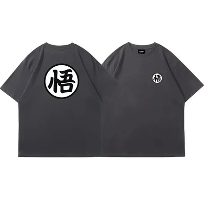2026 Summer Dragon Ball Goku Wu Character Orange Short-sleeved T-shirt Men's Pure Cotton College Wind COS Parent-child Clothing