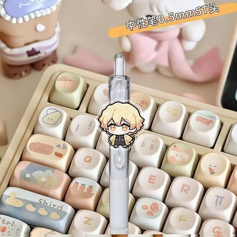 8pcs Demon Slayer fan merchandise push-button pen cartoon anime ST quick-dry 0.5mm ballpoint pen for students study stationery
