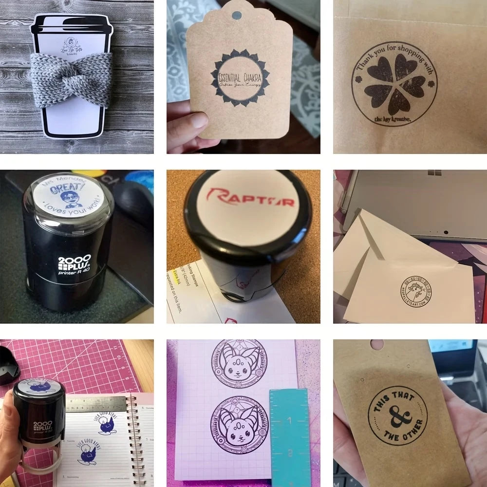 Custom Logo Round Stamp Personalized Image Self Inking Stamper Customized Business Logo Text Stamps-4 Sizes-5 Ink Color Options