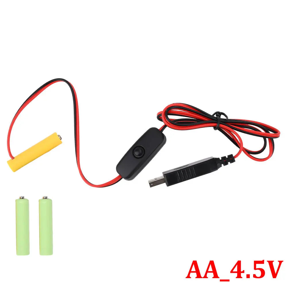 Universal 3/4.5/6V AA LR6 Battery 3V AAA Battery Eliminator USB Power Supply Cable With Switch for Electric Toys LED Lights