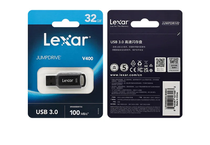 Original Lexar JumpDrive V400 USB 3.2 Stick 32GB 64GB 128GB 256GB USB Pen Drive Memory Stick U Disk For Computer