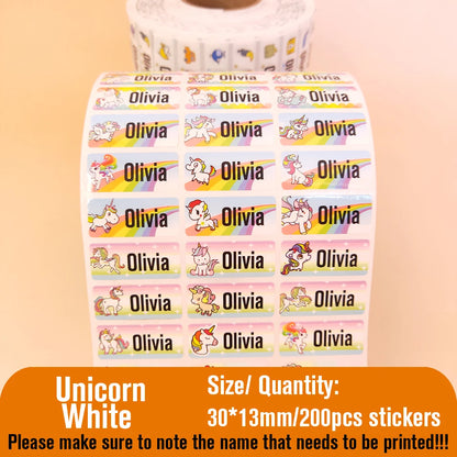 200Pcs Custom Waterproof Hebrew Name Stickers Personalized Children Hologram Label  Sticker With Students School Stationery Tag