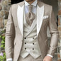 Pink Men's Elegant Peak Lapel Tuxedo 3-Piece Suit with Blazer Vest And Pants Set for Formal Business Prom Grooming