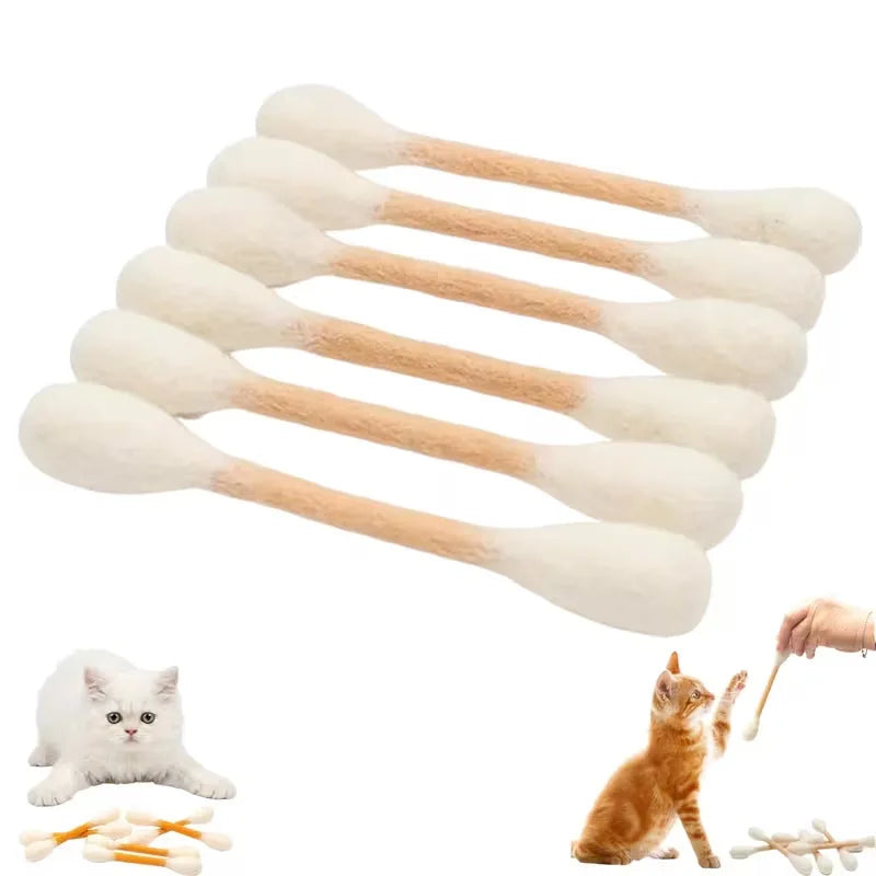 6Pcs Creative Cat Toys Cotton Swab Shaped Catnip Toy Giant Kitten Grinding Biting Stick Teething Cleaning Chew Toys Pet Supplies