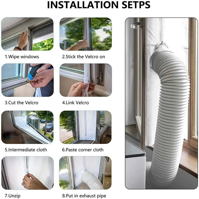 Universal Window Seal, Portable, Air Conditioner And Tumble Dryer with Zip and Adhesive Fastener Works,Waterproof Window Seal