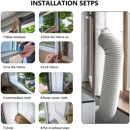 Universal Window Seal, Portable, Air Conditioner And Tumble Dryer with Zip and Adhesive Fastener Works,Waterproof Window Seal