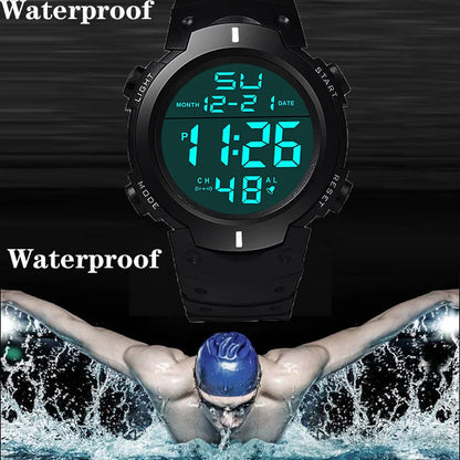 Men Sport Watch Multifunction Military Sports Watch Waterproof Luminous LED Digital Kids Watch Big Dial Student Electronic Watch