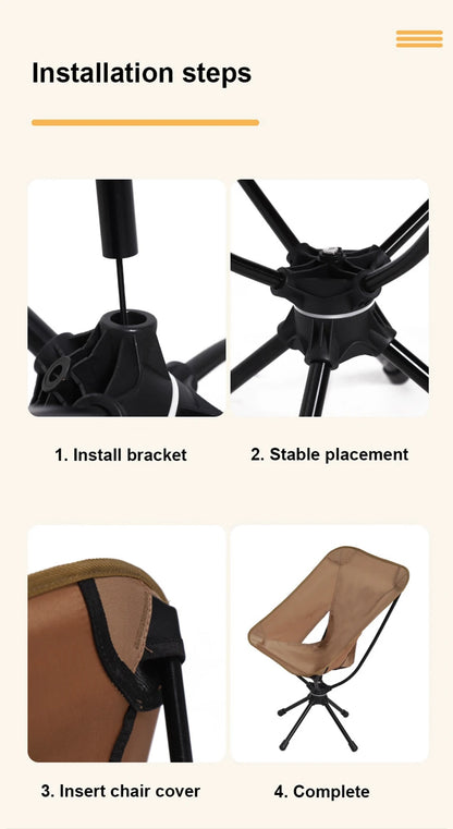 Outdoor Folding Chairs Rotatable Swivel Chair for Camping Lightweight Beach Fishing Chairs with Carry Bag for Picnic Hiking