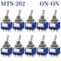 10PCS MTS-102 103 202 203 3Pins 6 Pins Mini Toggle Switch For Switching Lamp Light ON-OFF-ON /ON-ON Switch 6A 125VAC
