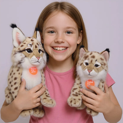 Realistic Lynx Bobcat Stuffed Animal Plush Toy 13.7in Ultra-Soft Lifelike Wild Cat Figure Kids Gift Home Decor Collectible