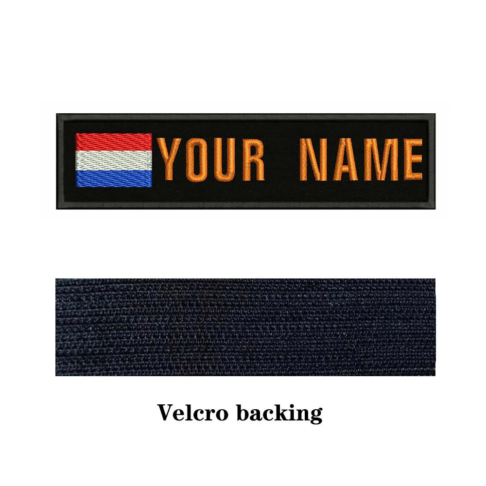 Dutch Flag Netherlands 10X2.5cm Embroidery Custom Name Text Patch Stripes Badge Iron On Or  Patches