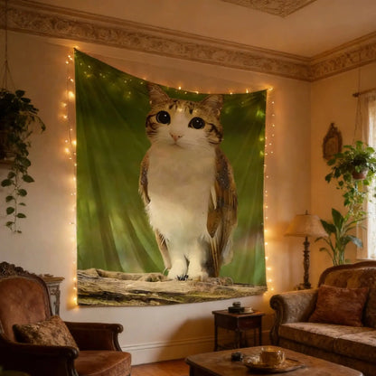 Meowl Cat Owl Funny Meme Tapestry Bedroom Wall Hanging Fabric Living Room Home Dorm Decor Art Home Decor