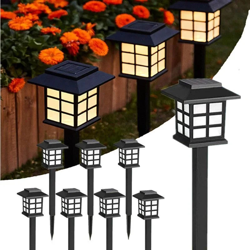 2Pcs Outdoor Solar LED Pathway Lights Walkway Garden Decor Street Lamp for Landscape Yard Patio Driveway Festival Lighting