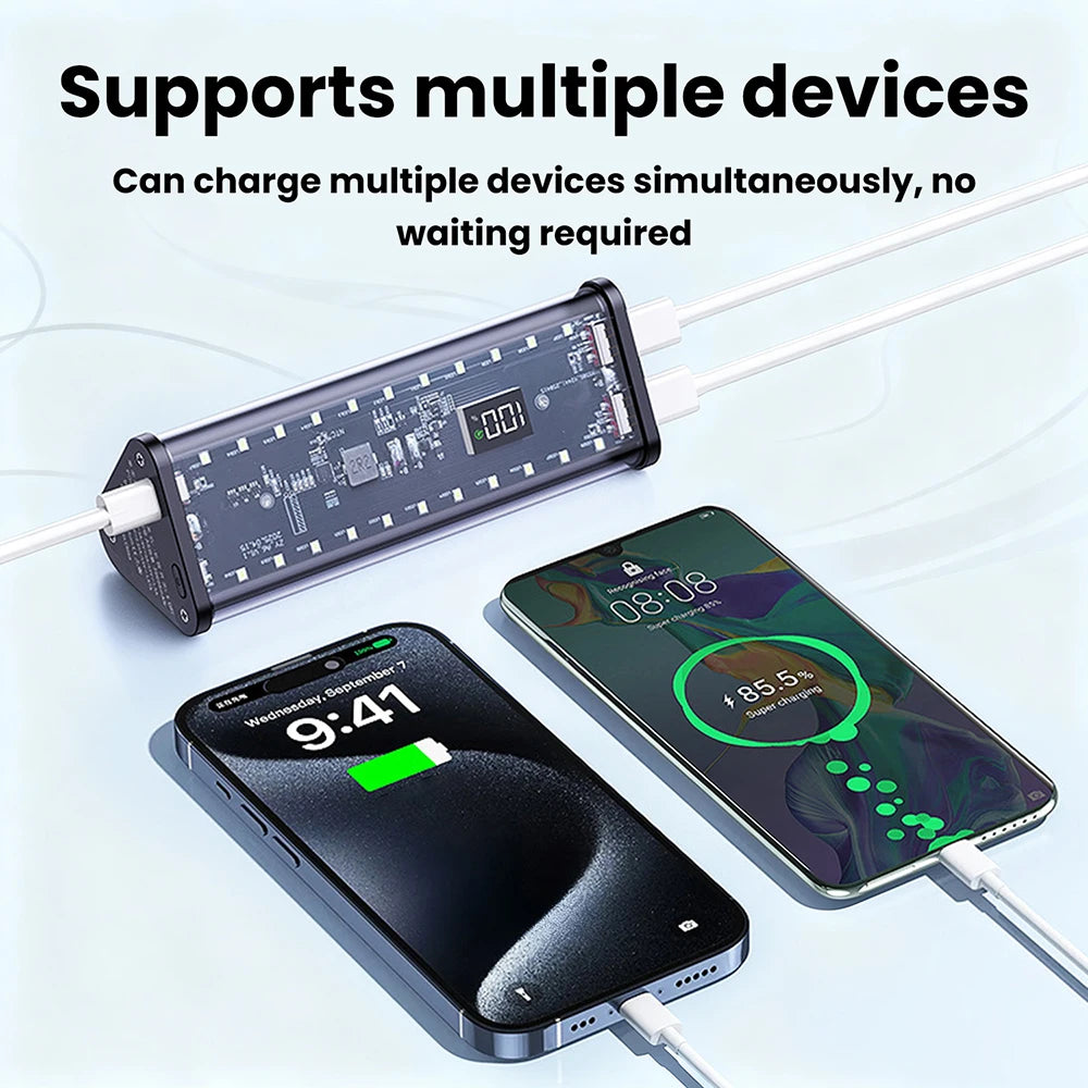 22.5W 6*18650 Power Bank Case Transparent Shell Fast Charging Holder Cases Detachable Battery Charge Storage Box Without Battery
