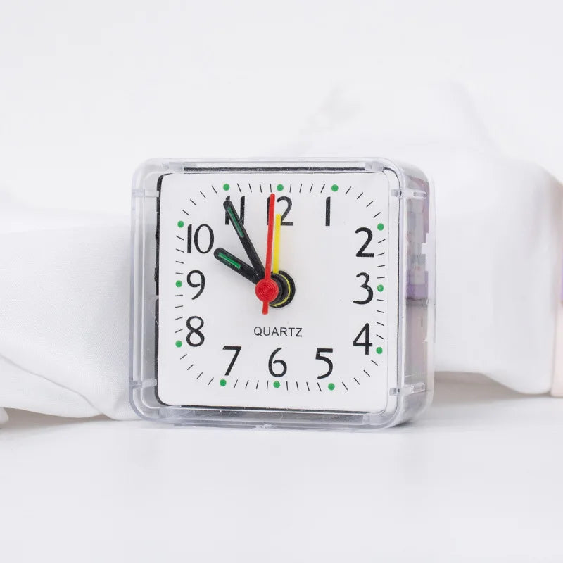 Table Clock Square Alarm Clock Small Alarm Electronic Bed Compact Travel Clock Quartz For Child Students Desk Alarm