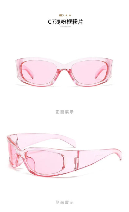 New Y2K Silver Sunglasses Out Future Sense Of Technology Hot Girls Net Red Sun Glasses Women Glasses Trendy Men UV Eyewear