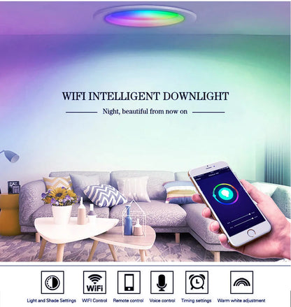 Tuya WiFi ZigBee LED Downlight 5W 7W 10W 15W RGB Smart Ceiling Lamp AC85-265V Dimmable APP Remote Control Smart Life For Bedroom