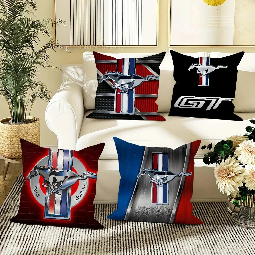 1pc Car Fashion F-Ford M-MustangS Logo  Pillow Bedroom Sofa Leisure Comfort Cushion Car Living Room Home Decoration