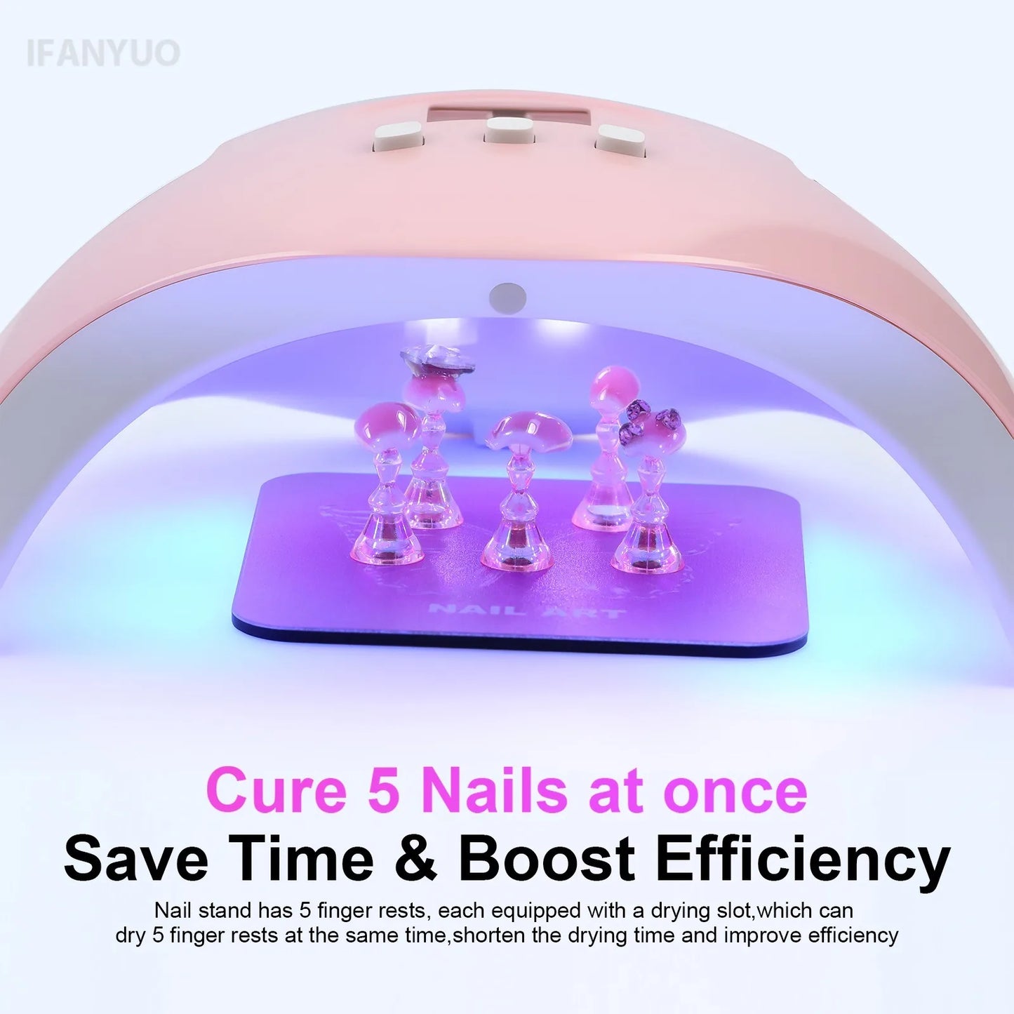 Pink Butterfly Nail Holder 6Pcs/Set False Nail Tip Practice Stand Aurora Base Full Magnetic Holder Tray Nail Art Salon Practice