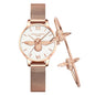Hannah Martin 2023 New Women Luxury Watch Rose Gold 31mm Classic Casual Girl Dress Watch Bracelet Set 3D Engraved Bee Dial Clock