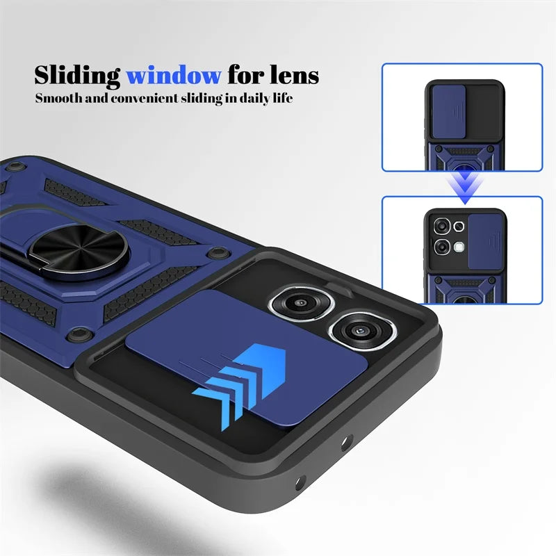 Armor Funda For OPPO A6 Pro 5G Case Slide Lens Protect Car Magnetic Holder Ring Phone Case For Oppo A 6 Pro A6Pro 4G Back Cover