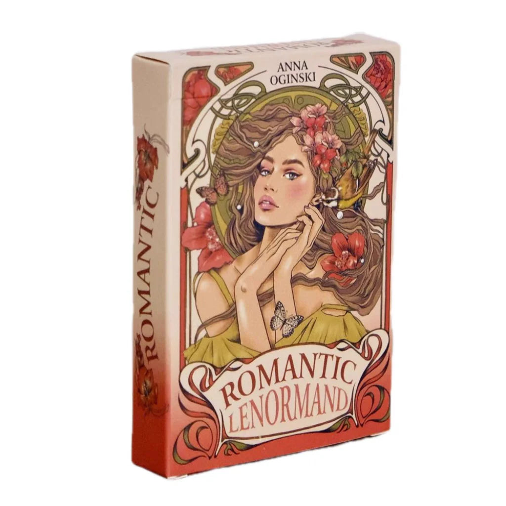 Romantic Lenormand Oracle Cards 10.2*7.2cm English Vision Art Nouveau Floral Motifs 37 Pcs Deck 4*2.8inch For Party, Board Games
