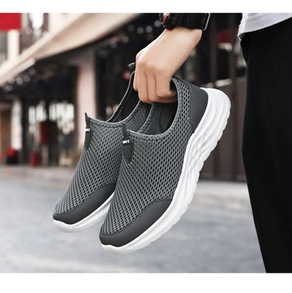 Men's Summer New Mesh Breathable Anti-Odor Slip-On Casual Shoes Lightweight Comfort Dad Walking Flats Soft Sole Outdoor Loafers