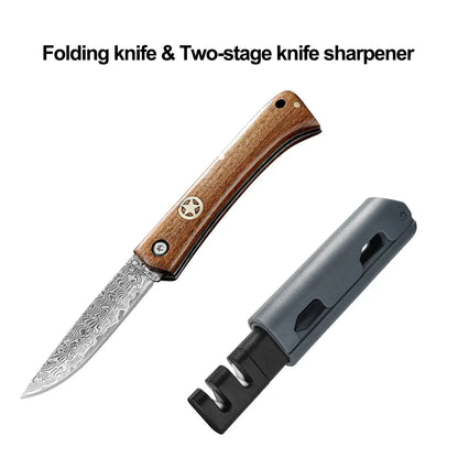  Damascus steel Folding Knife Fruit Paring Vegetable Cutter Utility Knife Pocket Knife for Cooking Kitchen Accessories