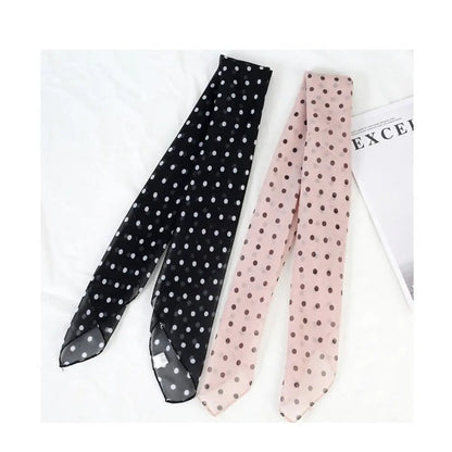 Summer Polka Dot Print Artificial Silk Scarf Thin Neck Warp Chiffon Soft Shawl Beach Sunscreen Square Women Neck Scarves