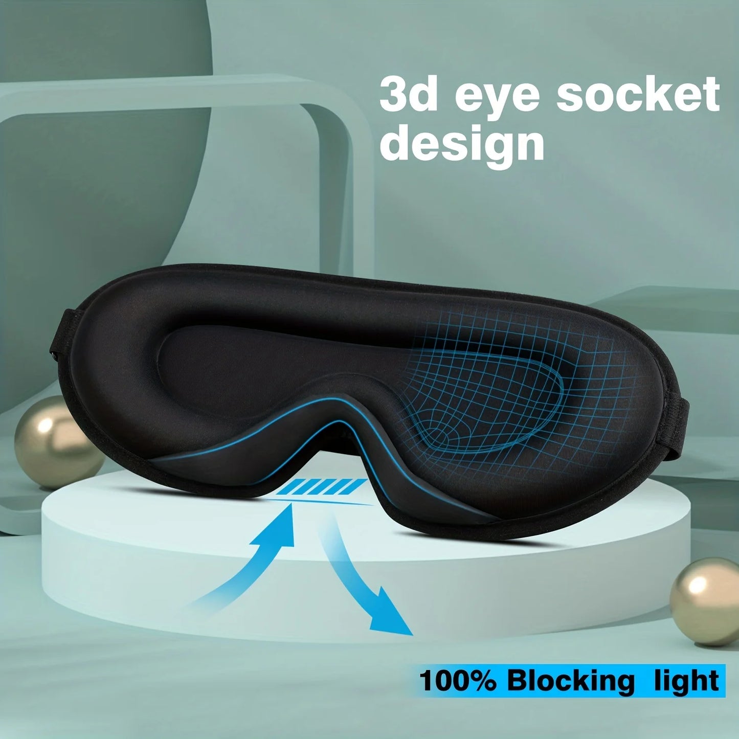 3D Sleep Mask With Noise Ear plug, Unisex Blackout, Protects Eyelashes, Adjustable Strap, Travel Plane Work Eye Mask