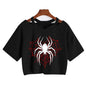 Women 's Sexy Cropped T Shirt Woman Graphic Gothic Spider Printed Tshirt Spring Summer Vintage Crop Tops 90s Clothes