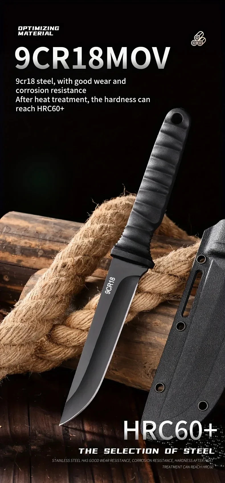 New Outdoor knife self-defense knife outdoor survival knife  high hardness one steel  portable mountaineering k