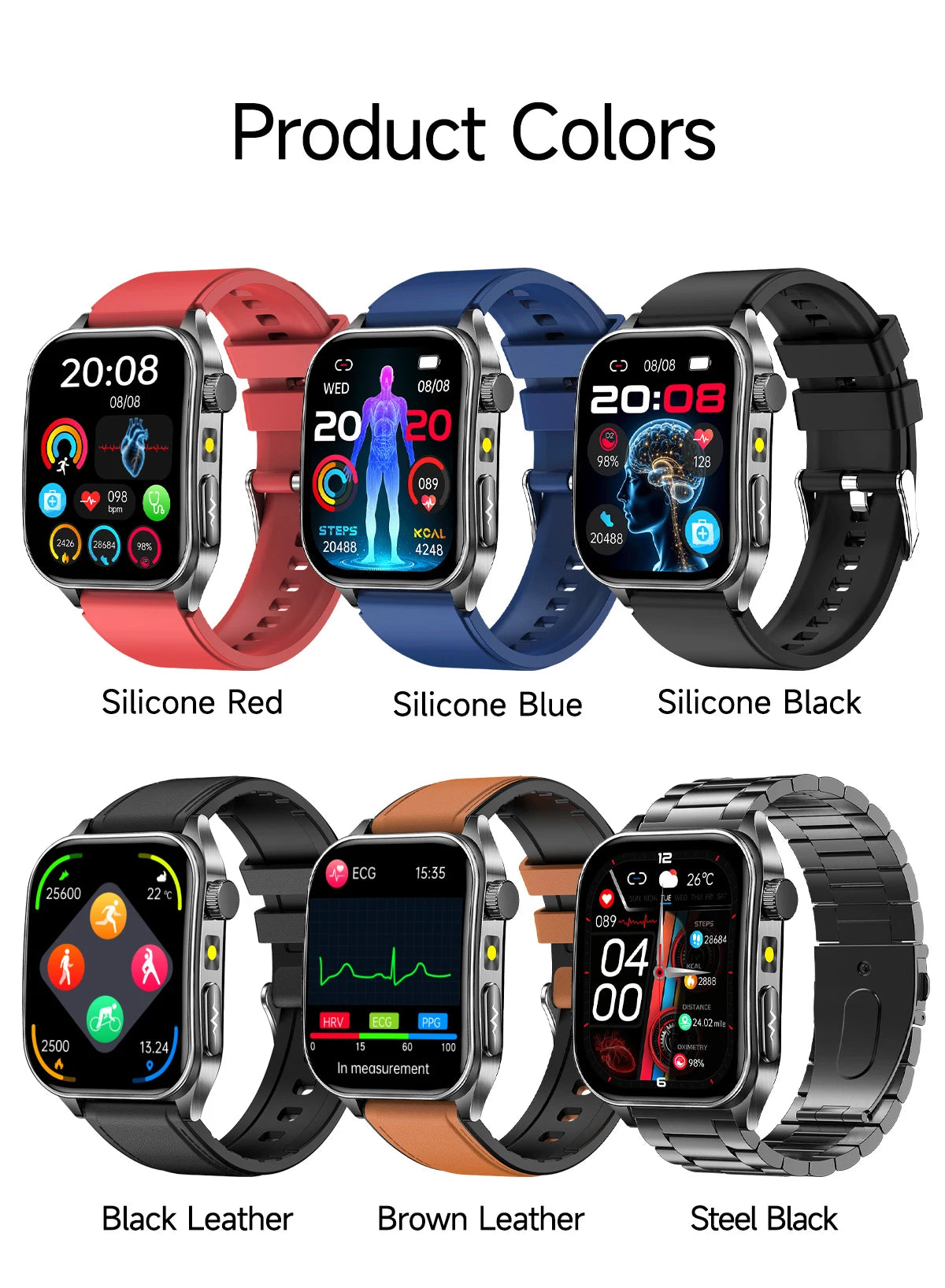 GUHUAVMI New Laser Therapy ECG+PPG Smart Watch Health Monitor Blood Lipids Uric Acid Heart Rate Tracking Monitoring Smartwatches