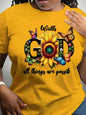 With God All Things Are Possible Women's Tee, Sunflower Butterfly Yellow Top