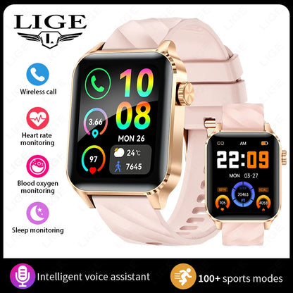 Inteligentny zegarek LIGE dla kobiet i mężczyzn, z połączeniami Bluetooth, sportowa bransoletka fitness, zdrowie kobiet, dynamiczna tarcza 3D, smartwatch damski, nowość 2026