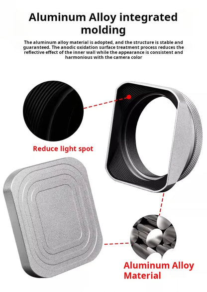 Square X100VI Shading Hood Compatible With Fujifilm X70 X100S X100T X100 X100F X100V Lens Filter Adapter Ring Metal Mount