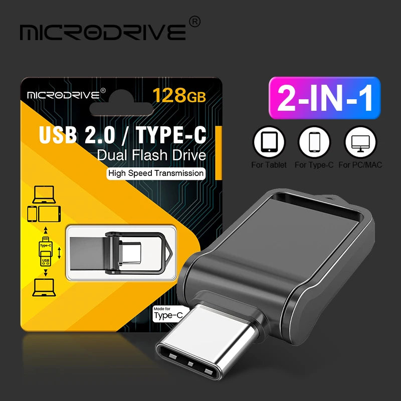 Mini Metal OTG Type C Pen Drive Usb Memory Stick 16GB 32GB 8GB usb flash card 128GB 256G 512G type-C Pendrive free shipping