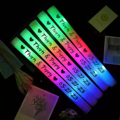 30/40/60/80/100/120Pcs RGB LED Glow Bulk Party Supplies Colorful Glow Sticks Foam Stick Cheer Tube Dark Light Birthday Wedding