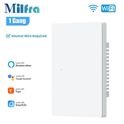 Milfra Smart Switch Zigbee WIFI Light Switch 1/2/3/4/6 Gang Voice Control Work With Alexa Google Home Tuya Control With Neutral