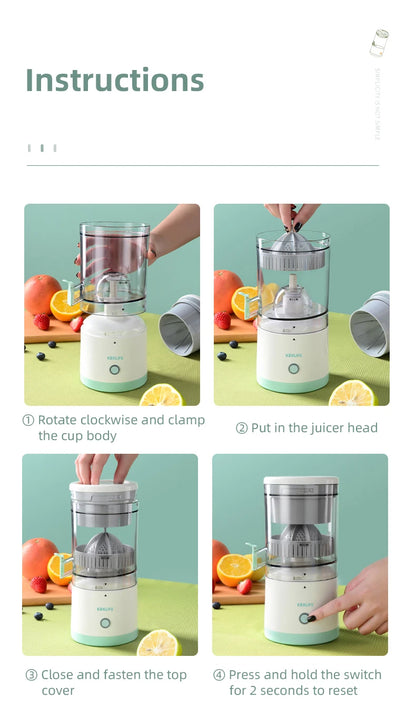USB Rechargeable Electric Juicer 1PC Wireless Citrus Lemon Orange Juicer Automatic Fresh Fruit Blender for Kitchen