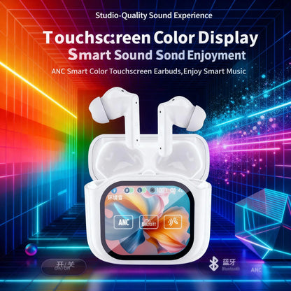Ai Translation Wireless Earbuds with Touchscreen Charging Case, In-Ear Earphones with Microphone, Compatible with TV/Smartphone