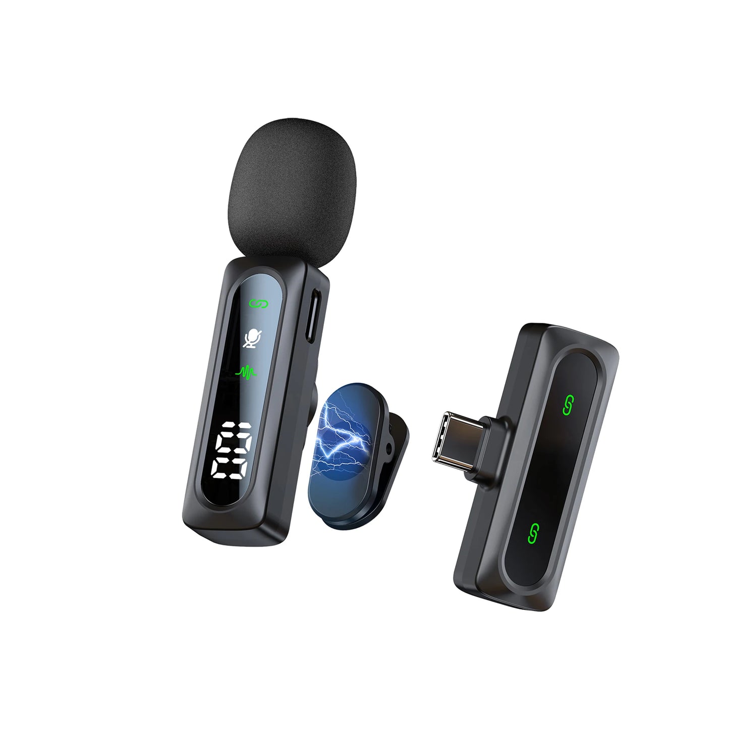 Wireless Lavalier Lapel Microphone With Windproof Mini Video Recording Mic Interview Live Recording Noise Cancelling For Phone