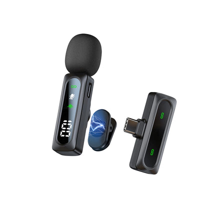 Wireless Lavalier Lapel Microphone With Windproof Mini Video Recording Mic Interview Live Recording Noise Cancelling For Phone